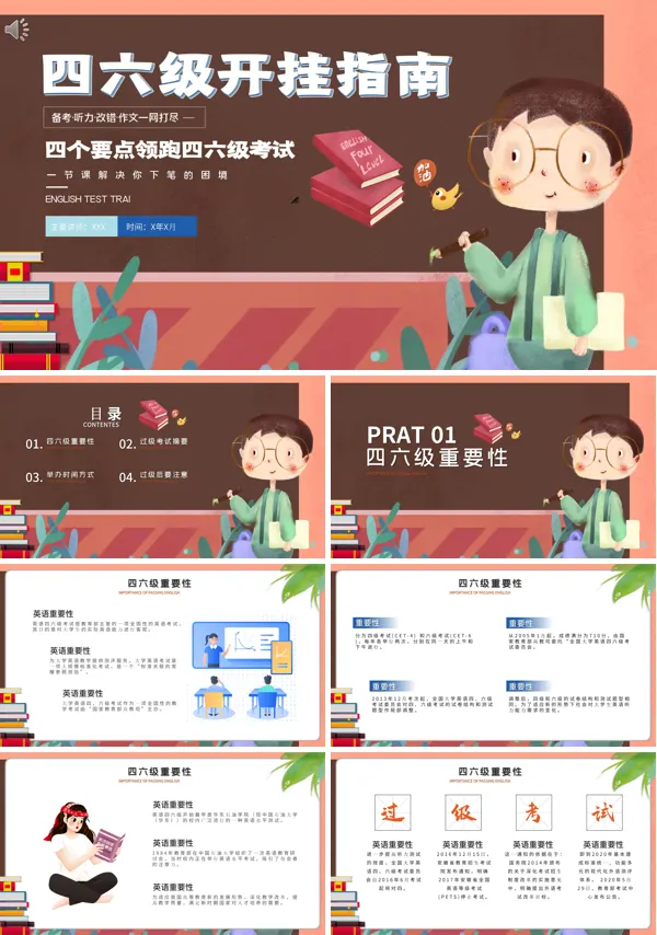 四六级考试培训课件PPT模板