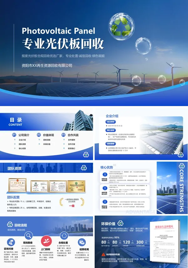 專業(yè)光伏板回收動(dòng)態(tài)PPT模板含講稿