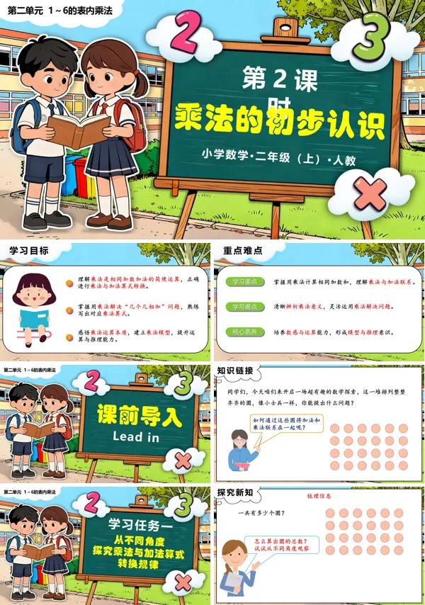 二年级数学上册人教新教材第二单元 第2课时 乘法的初步认识(2)PPT课件含教案