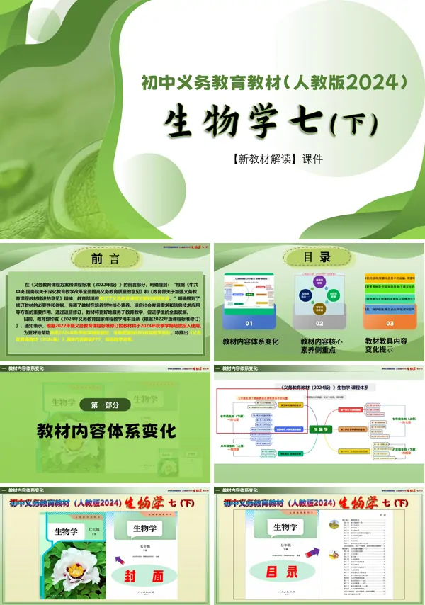 七年级生物下册(人教版2024)-【新教材解读】义务教育教材内容解读课件PPT模板