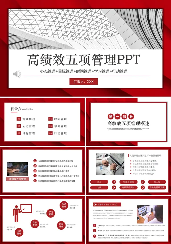 企业五项高绩效管理培训PPT模板
