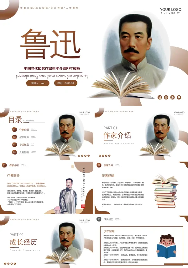 中国当代知名作家鲁迅生平介绍PPT下载课件