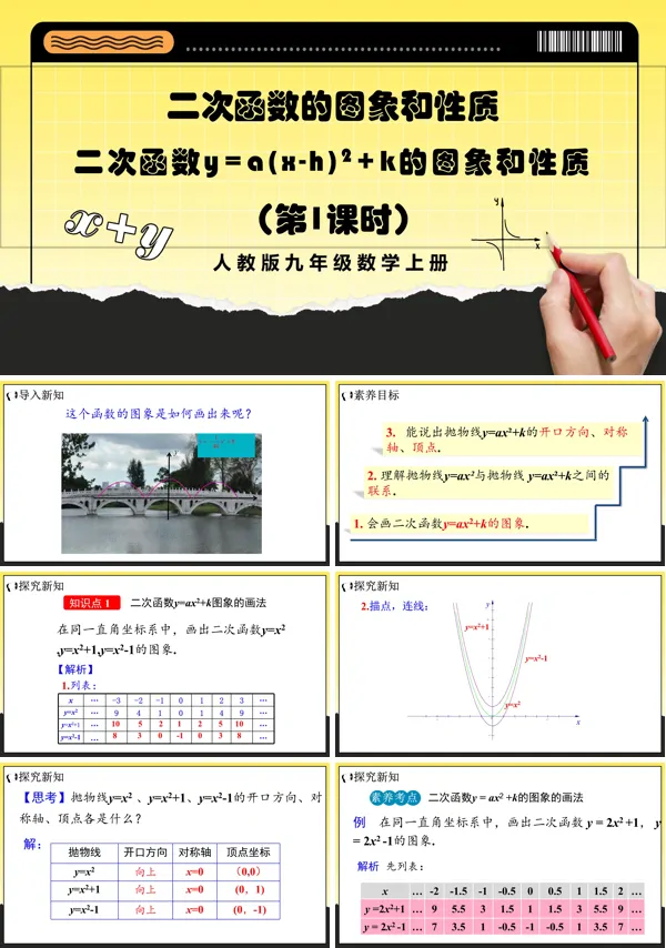人教版数学九年级上册二次函数y=a(x-h)²+k的图象和性质 (第1课时)PPT课件含教案