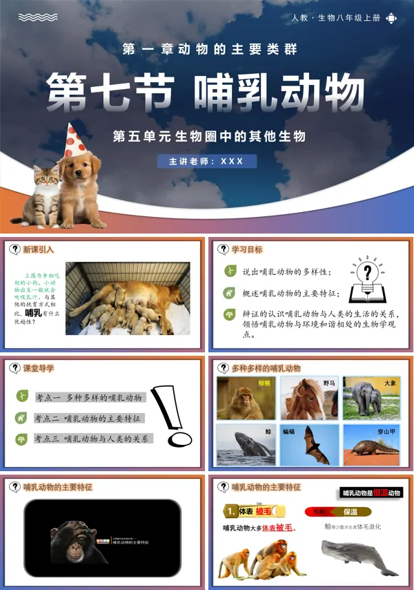人教八年级生物上册5.1.7哺乳动物PPT课件含教案