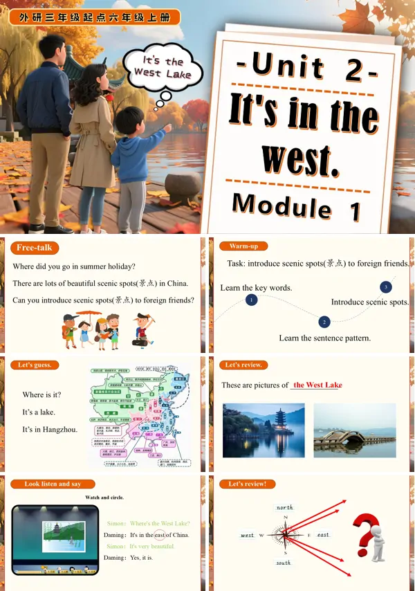 六年级英语上册外研Module 1 Unit 2 It’s in the west.PPT课件含教案