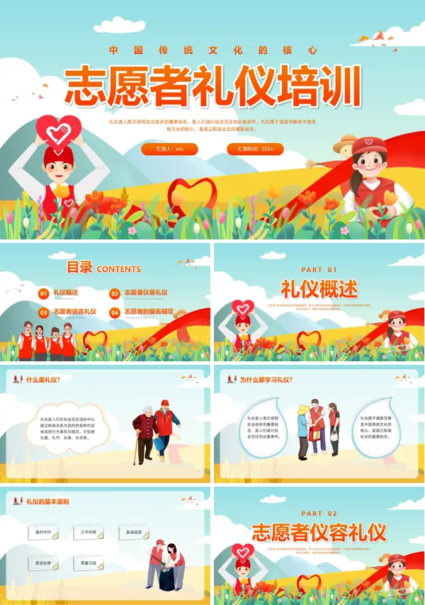 志愿者礼仪培训PPT模板含讲稿
