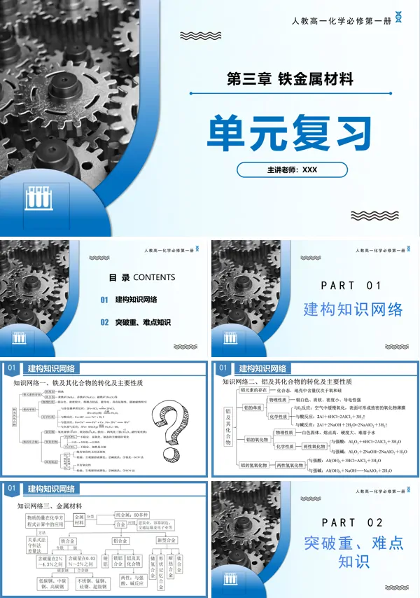 高一化学人教必修第一册第三章铁金属材料(单元复习课件)PPT课件含教案