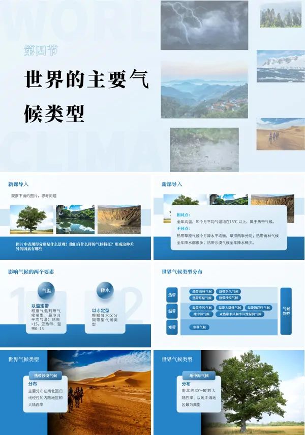 人教版七年级上册地理《世界的主要气候类型》的PPT模板