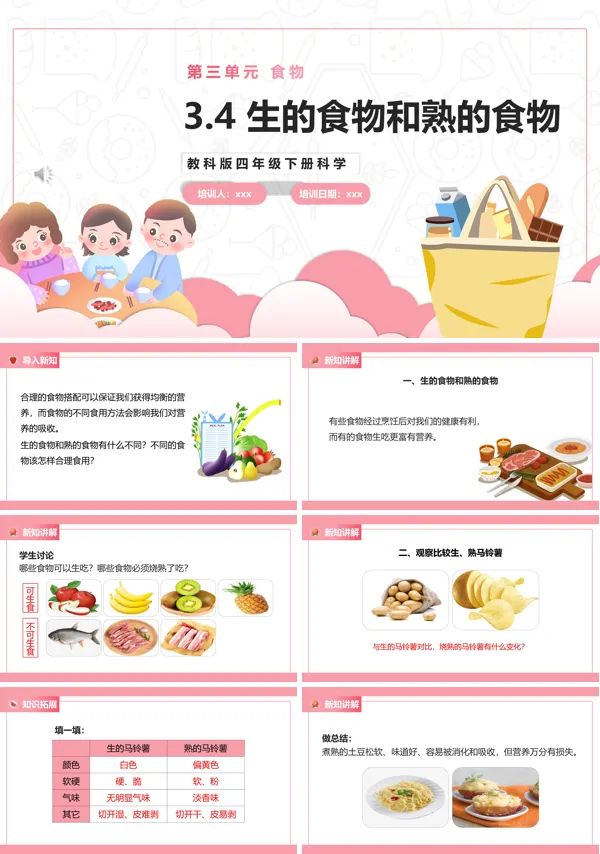 教科版四年级下册生的食物和熟的食物课件PPT