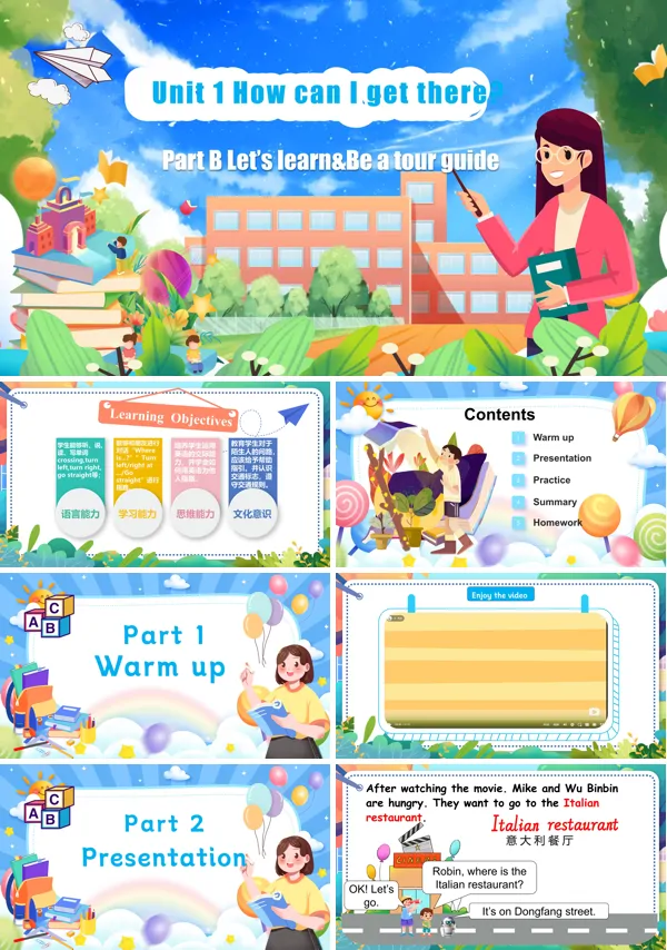 人教版六年级英语上册Unit1第3课时Part B Let's learn&Be a tour guidePPT课件含教案