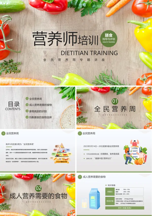 营养师培训课件PPT模板