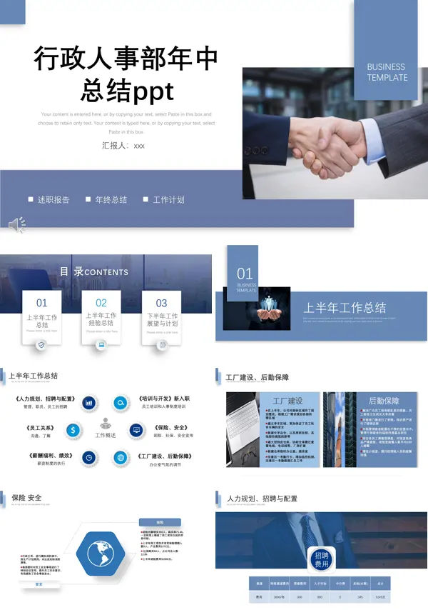 人事行政部年终工作汇报PPT