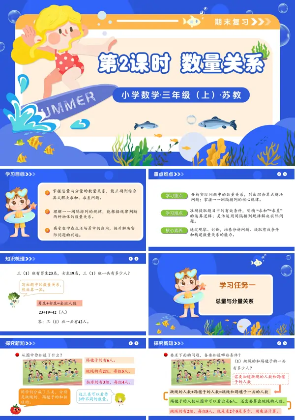 三年级数学上册苏教 新教材 期末复习 第2课时 数量关系(教学课件)ppt课件(教案+分层作业+学习任务单)