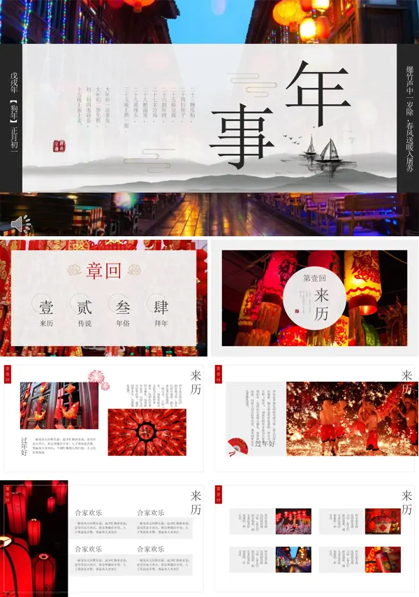 中国风农历新年习俗文化PPT模板