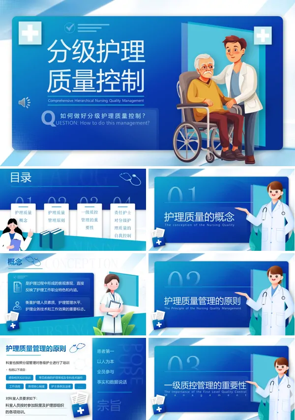 分级护理质量控制报告PPT模板含讲稿
