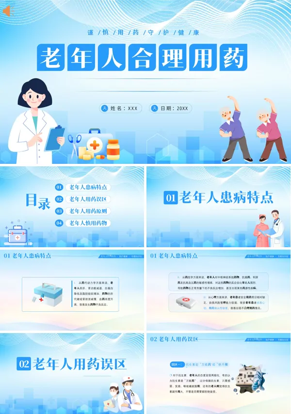 老年人合理安全用药知识PPT课件免费下载