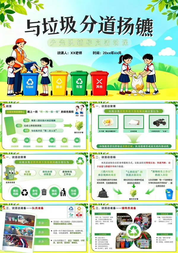 与垃圾“分”道扬镳少先队辅导员活动课PPT课件模板含讲稿