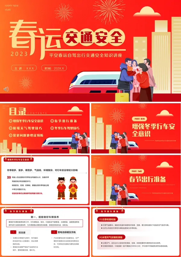 春运交通安全知识PPT课件模板