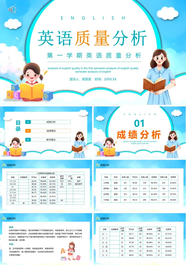 英语考试成绩分析PPT模板