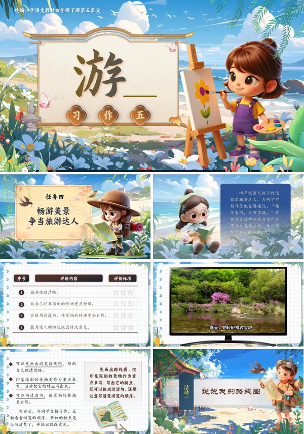 部编小学语文四年级下册习作游PPT课件含教案