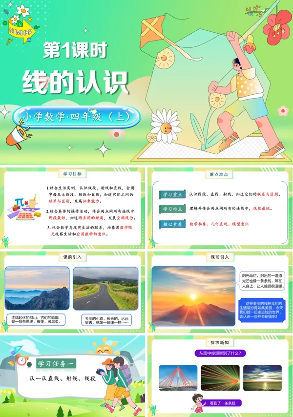 北师大数学四年级上册第二单元第1课时线的认识PPT课件含教案