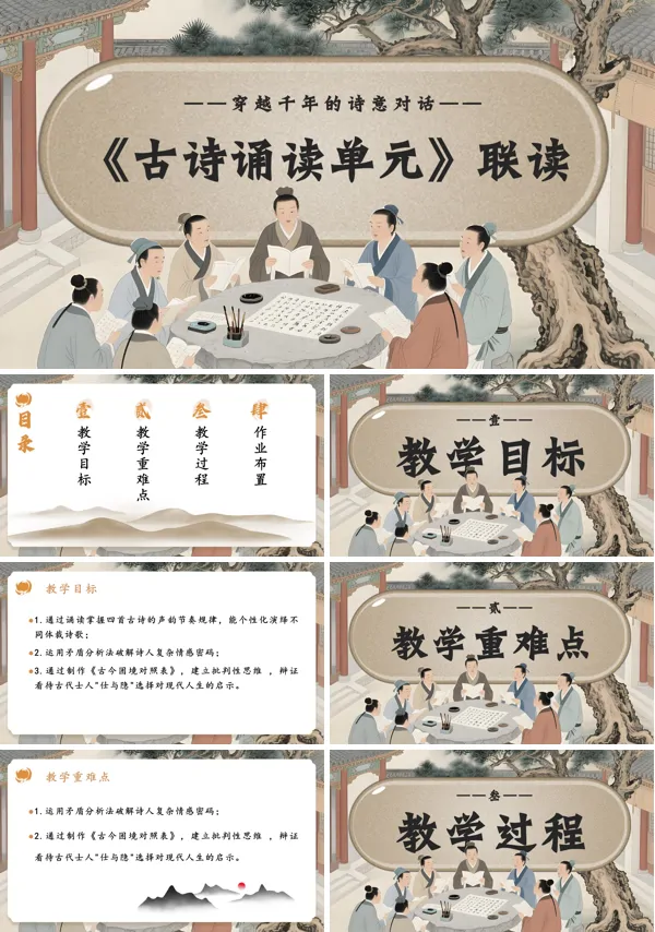 高二语文选择性必修下册《古诗诵读》联读PPT课件含教案