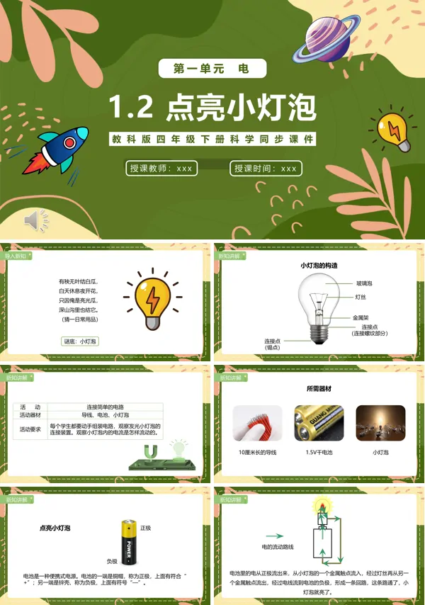 点亮小灯泡课件PPT模板