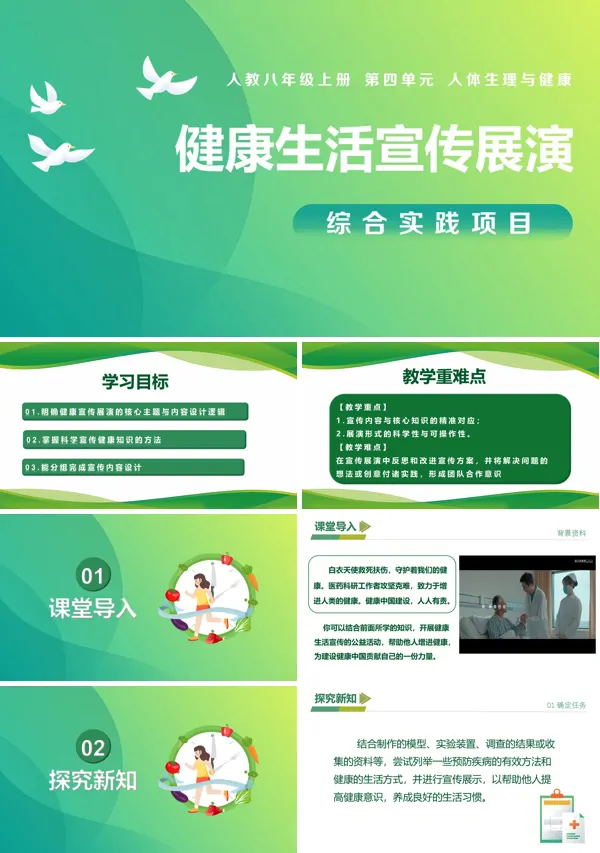 八年级生物上册 人教 综合实践项目 健康生活宣传展演(教学课件)ppt课件含教案