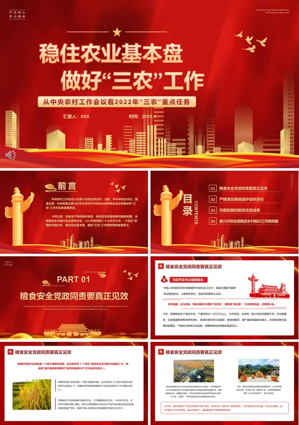 稳住农业基本盘 做好“三农”工作PPT党课课件