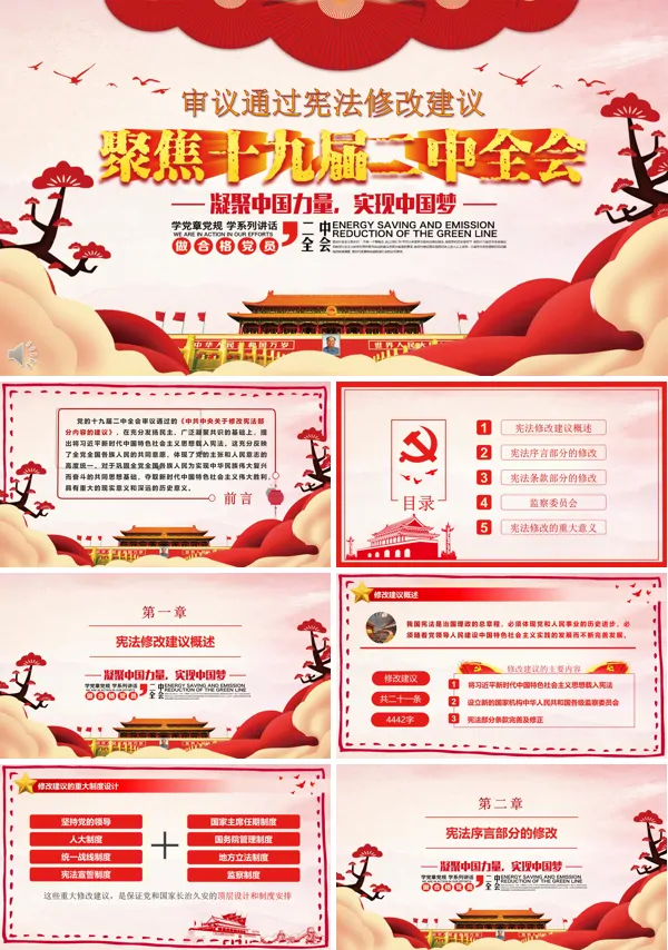 审议通过新宪法修改建议学习PPT模板