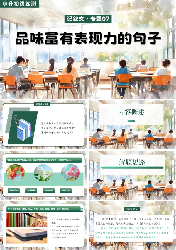 2025年小升初语文复习讲练测统编品味富有表现力的句子PPT课件含教案