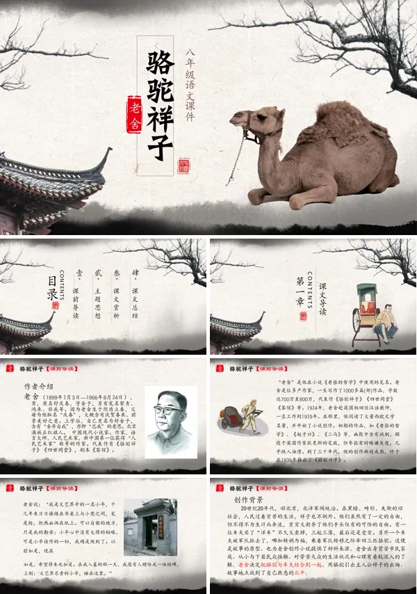 初中语文八年级《骆驼祥子》教育教学课件PPT下载模板