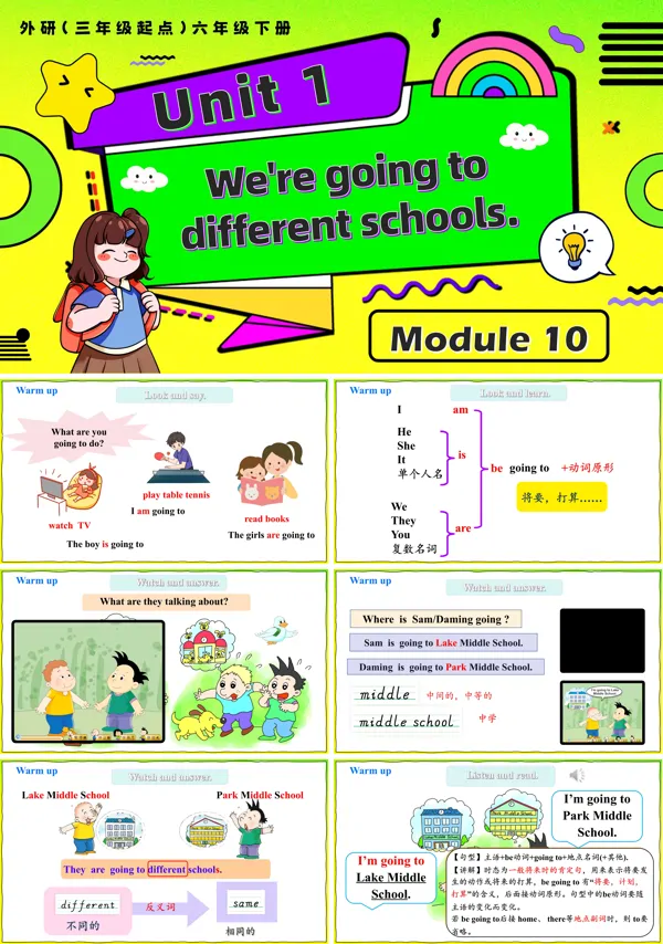 外研三年级起点六年级下册Module10 Unit1 We're going to different schoolsPPT课件含教案