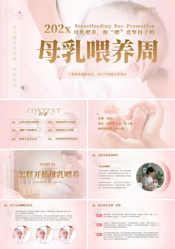 母乳喂养周宣传周培训课件PPT模板含讲稿