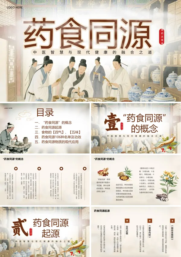 药食同源介绍PPT模板含讲稿