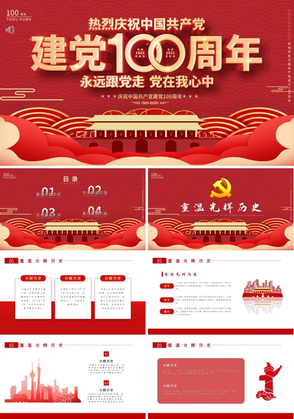 庆祝建党100周年主题PPT课件