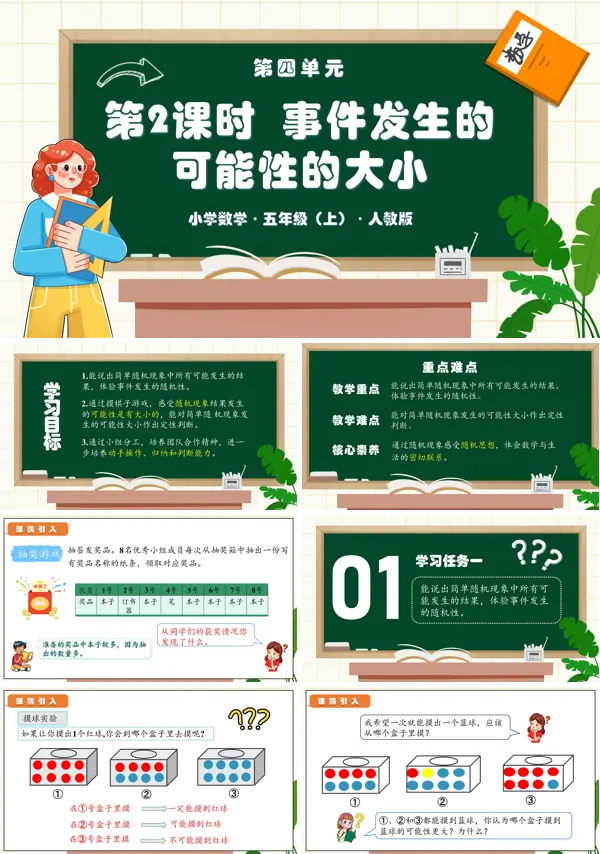 人教五年级数学上册第四单元第02课时判断事件发生的可能性的大小PPT课件含教案