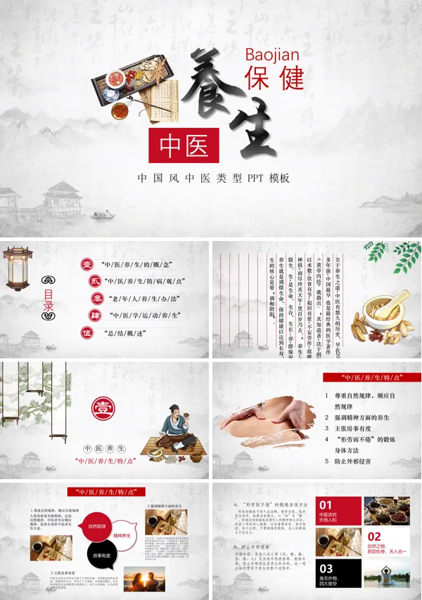 中医养生保健PPT课件模板含讲稿