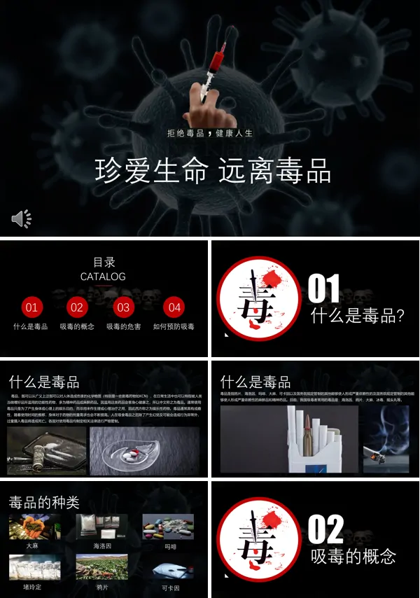 禁毒教育主题班会PPT模板