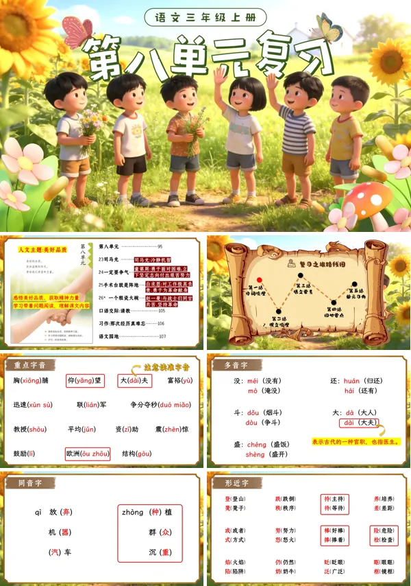 第八单元三年级语文上册复习ppt课件