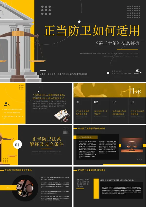 第二十条解析正当防卫法律科普民法典PPT课件