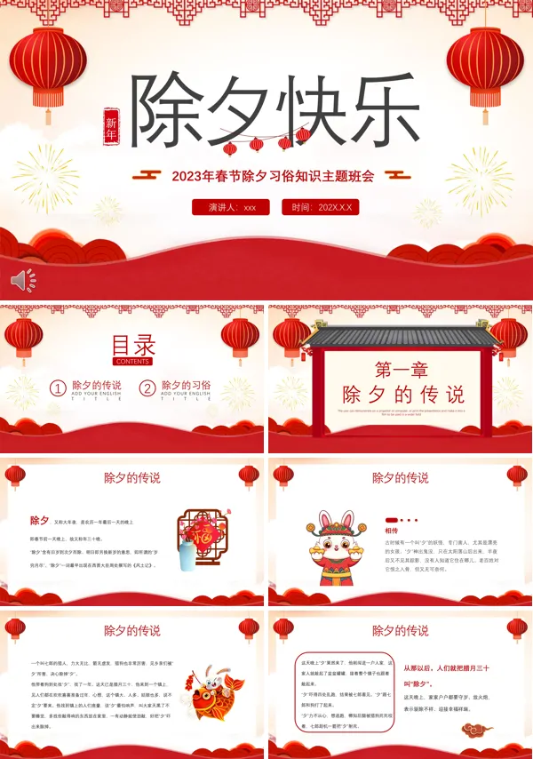 2023年春节除夕习俗知识PPT