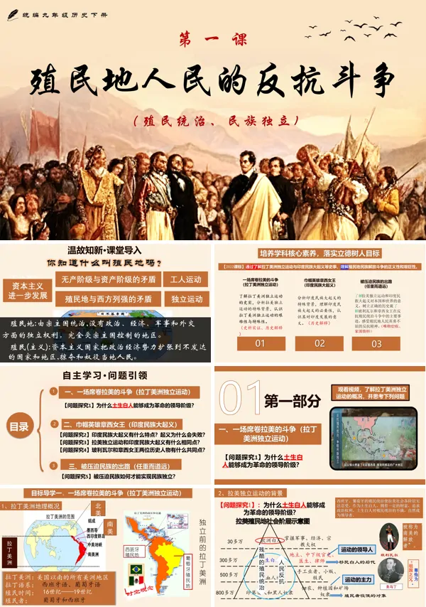 部编九年级历史下册第1课殖民地人民的反抗斗争PPT课件含教案