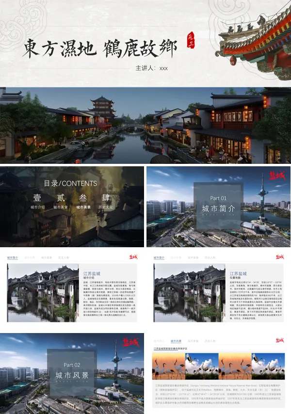 盐城市城市介绍旅游攻略PPT模板