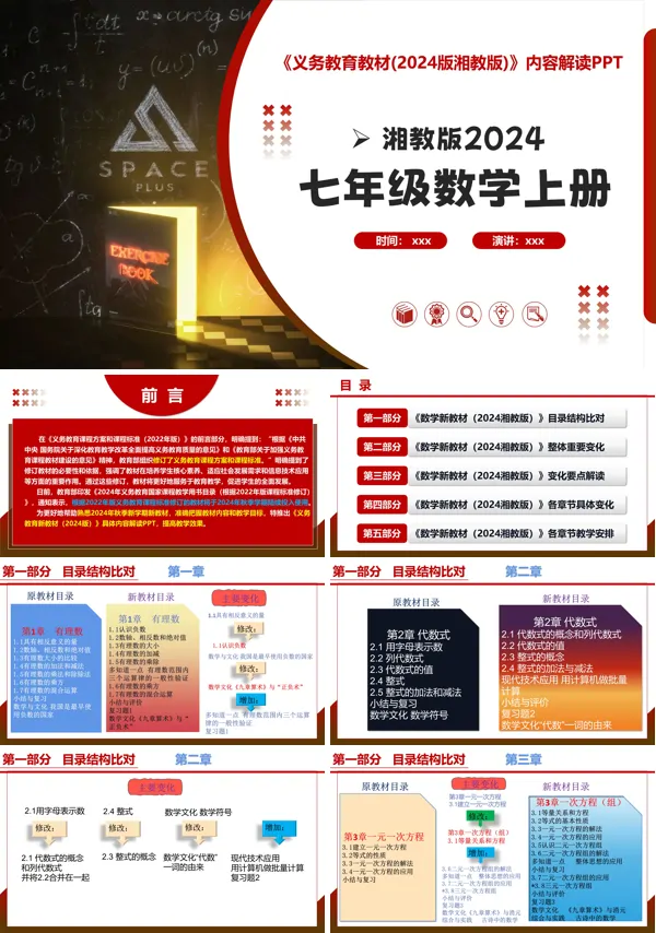 七年级数学上册(湘教版2024)-【新教材解读】义务教育教材内容解读课件PPT模板
