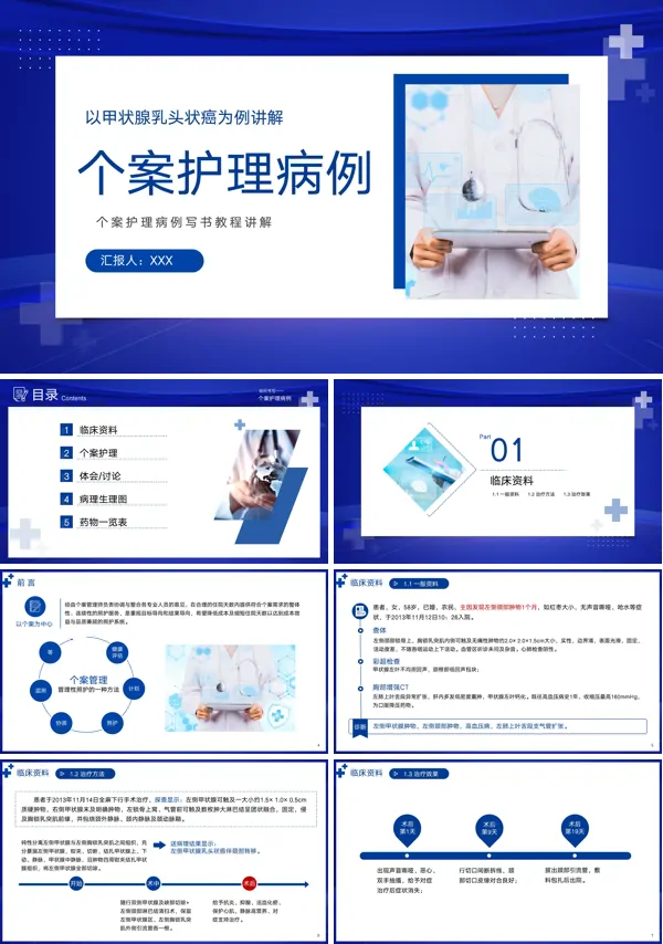 个案护理病例以甲状腺乳头状癌为例讲解PPT医疗模板