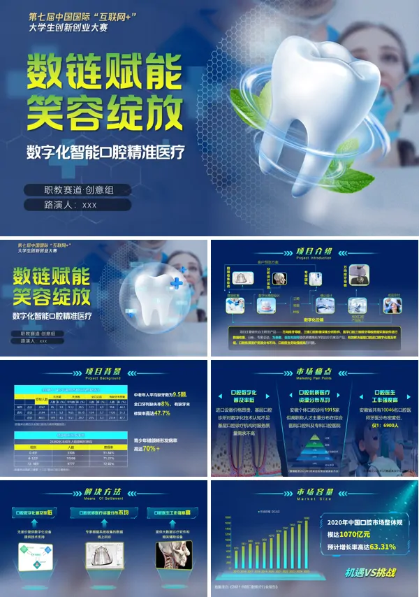数字化智能口腔精准医疗PPT模板含讲稿