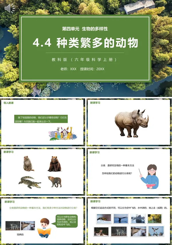 教科版小学科学六年级上册种类繁多的动物PPT课件