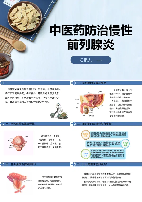 中医药治疗慢性前列腺炎前列腺增生PPT
