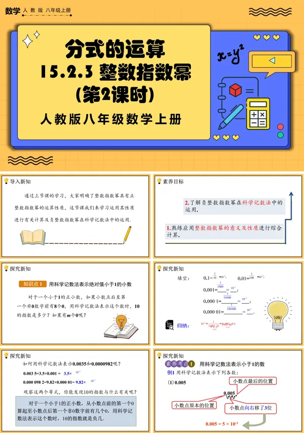 人教版数学八年级上册整数指数幂(第2课时)PPT课件含教案